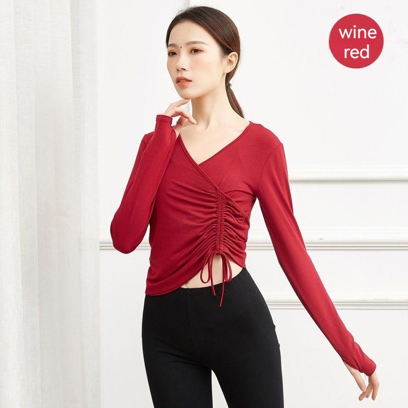 Roupa de Yoga Dança com Dedos Decote V Cordão Dança Moderna Dança Clássica Treino Corporal