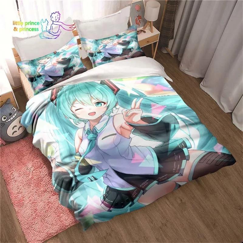 Set de lenjerie de pat Anime Kawaii Japonez Miku Single Twin Full Queen King Size Set de pat Aldult Copil Dormitor Imprimeu 3D