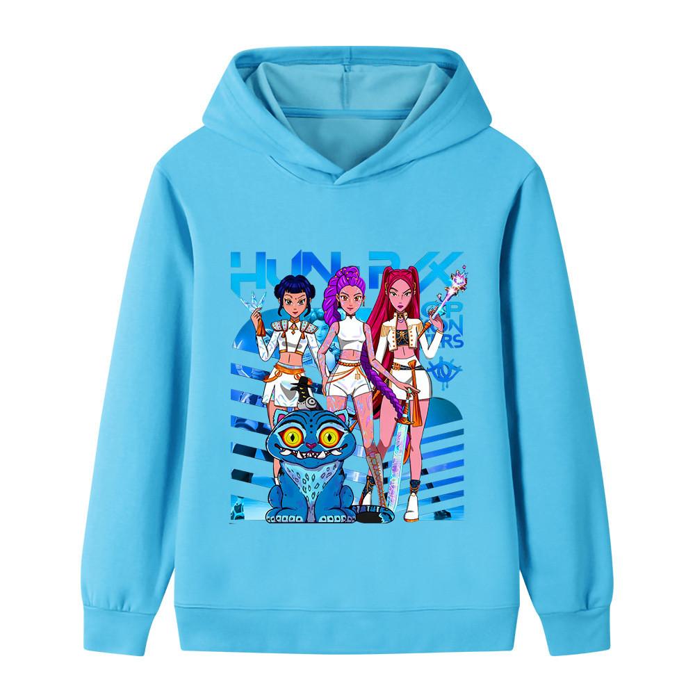 B1231 Kids Boys Girls Kpop Rumi Zoey Mira Print Long Sleeves Hoodie