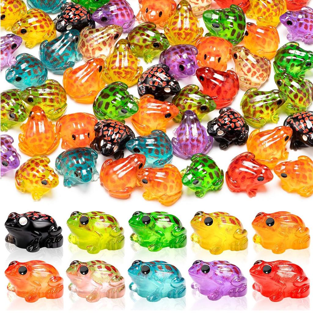 10Pcs Luminous Mini Resin Frogs Figurines, Glow In The Dark Frog Animals Tiny For Diy Fairy Garden, Glass Container