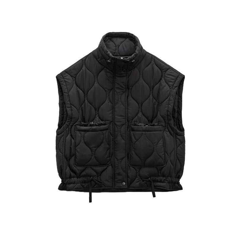 Spring New Arrival Stand Collar Vest Loose Quilted Pocket Sleeveless Cotton-Padded Jacket Vest 2969049 2969060