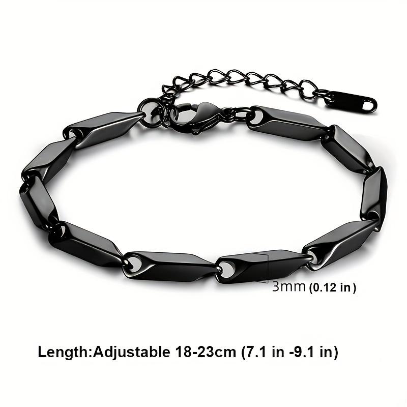 1Pc Fashion Men'S Titanium Steel Bracelet, Quenched Bamboo Leaf Chain Fashion Versatile Bracelet For Men And Women