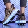 29-40 Pantofi de alergare cu patru roți pentru băieți Pantofi plați detașabili Pantofi sport luminoși USB reîncărcabili Patine cu rotile pentru fete Pantofi pentru băieți