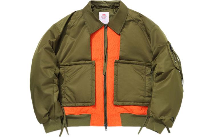Li Ning Puffer Jackets Men s Olive Green Lapel Thickened Other AJMQ739-2 L