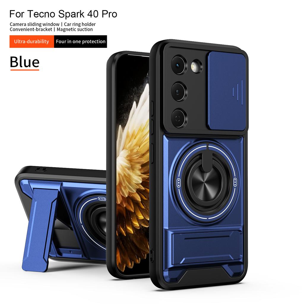 For Tecno Spark 40 Pro Case Tecno Spark 40 Pro + Plus Cover Magsafe Magnetic Fold Holder Military Armor Camera Protection Cover