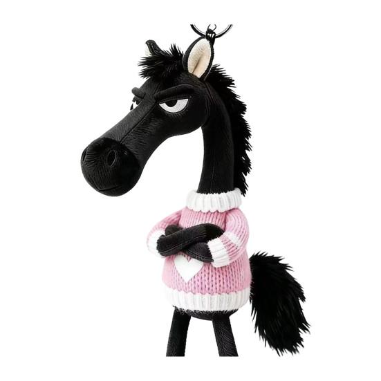 Plush Horse Keychain Soft Cute Cartoon Horse Pendant In Sweater Horse Year Mascot Charm with Keyring for Backpack Handbag Car Keys Decoration