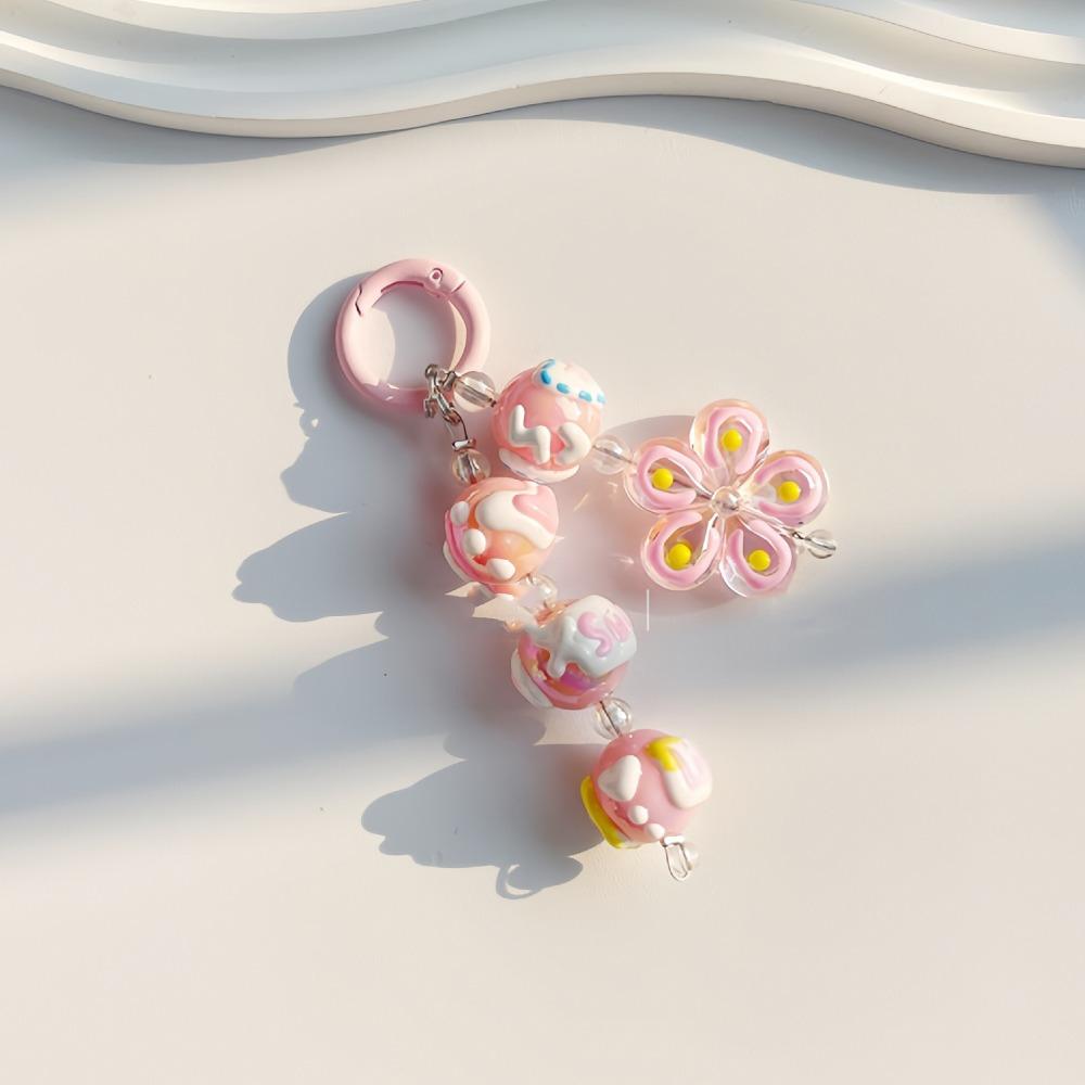 Beaded Pendant Hand-painted Beads Bag Pendant Sweet Butterfly Keyrings Backpack Decoration