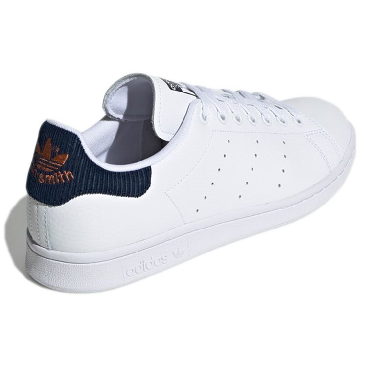 Adidas Originals Stan Smith Blue Tail Casual Slip Resistant Durable Low Top Skate Shoes Men Sneakers White Navy-Blue EH2305
