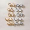 Geometric Zircon Waterproof Stud Earrings for Women High Quality Stainless Steel Non-Irritating Jewelry for Club Wear