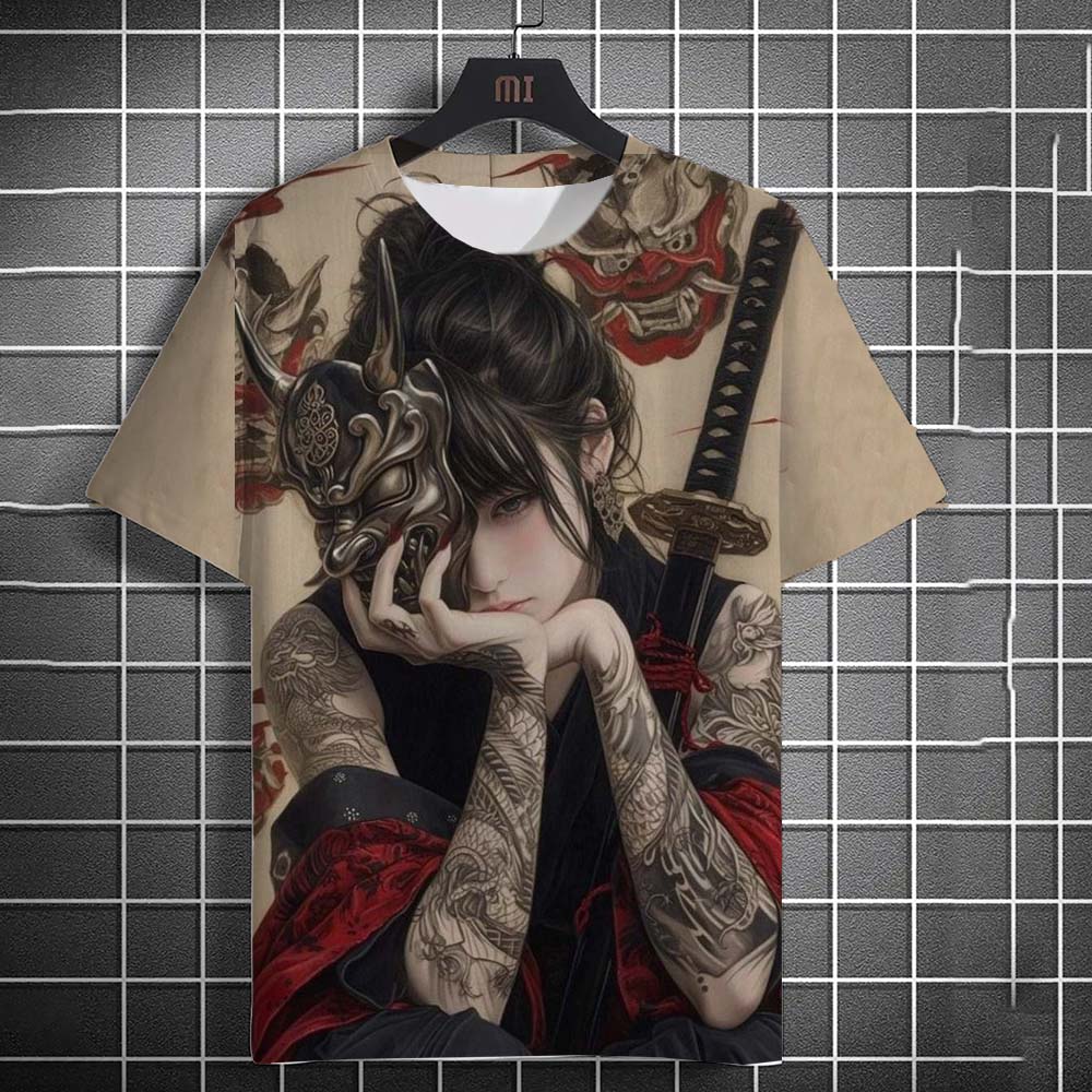 

Футболка с рисунком девушки-татуировки, мужская, мультяшная, с 3D-принтом, большого размера, свитшот для мужчин, топ Bad Girl Harajuku, футболки с коротким рукавом 6XL