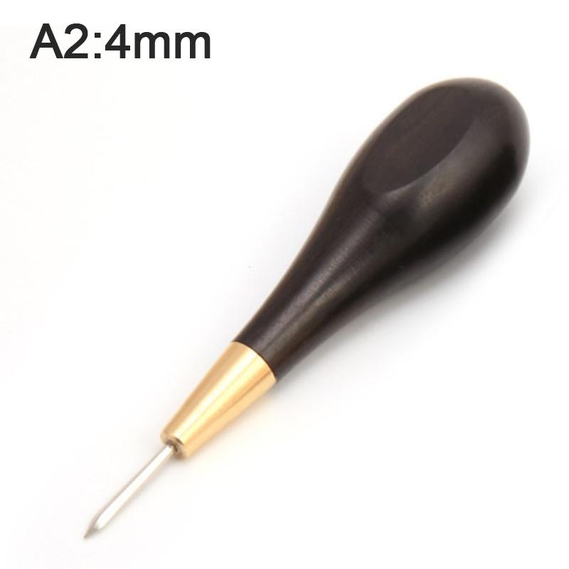 High 1pc Leather Stitching Awl Diamond Shape Ebony Blackwood & Brass Craft Tool Hand Sewing Awl DIY Stitcher Taper  Sewing Tool