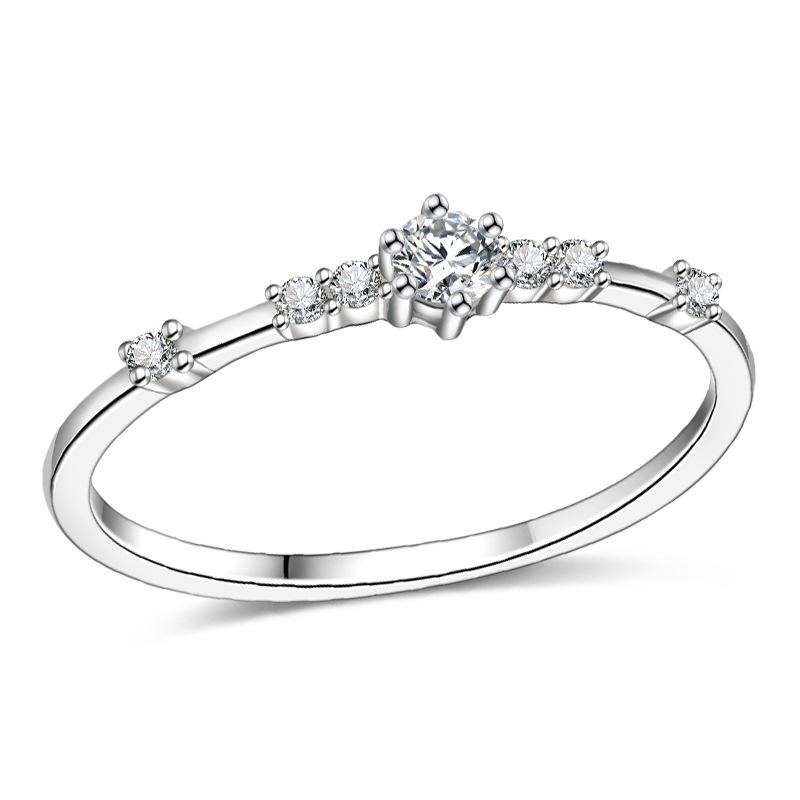 Lindon Anillo clásico de aleación de cobre con circón, joyería para mujer, regalo de fiesta de promesa de boda