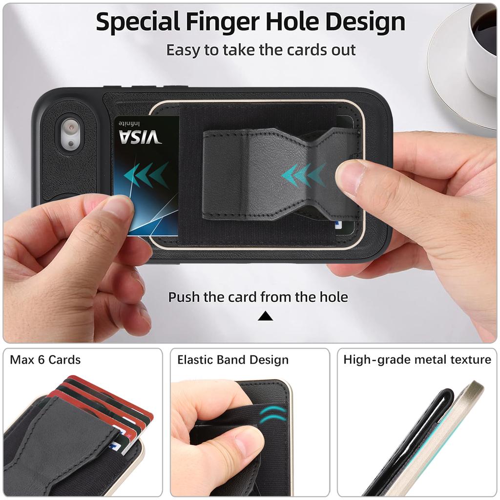 For iPhone Air Case Compatible with MagSafe Leather Back Phone Cover with Detachable Card Holder Kickstand