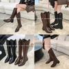 Pointed western cowboy boots women's winter fat mm heightening knight boots widening big tube circumference boots fat tube thick leg boots