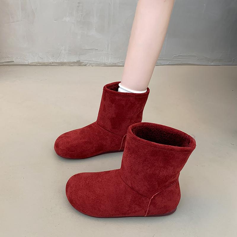 

Inside Heightened Snow Boots Women s 2026 Winter Fleece Platform Booties 36 красный