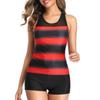 Female Swimwear Women's Sports Two Pieces Swimsuit Conservative Striped Swimwear