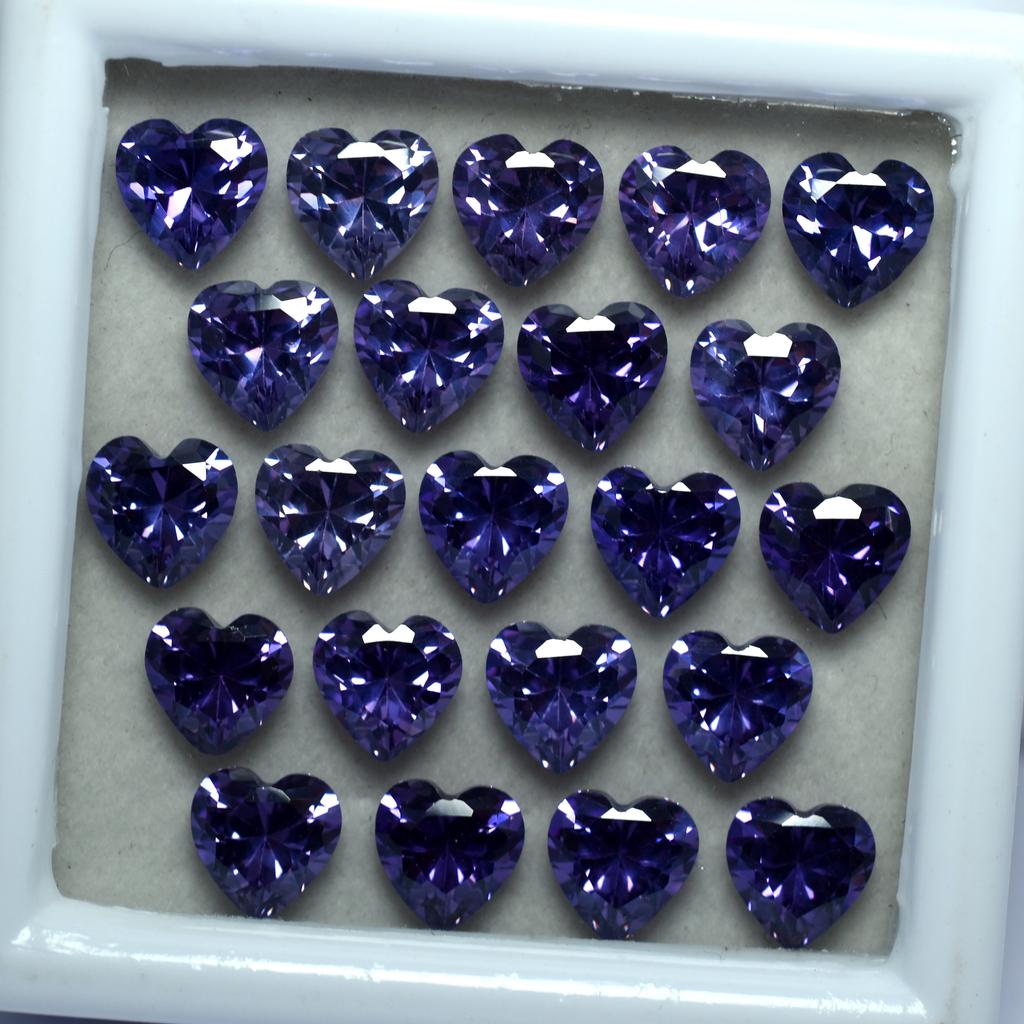 9 PCS Natural Purple Ceylon Sapphire Heart Cut Gemstone CERTIFIED Lot 6x6 MM RS-016