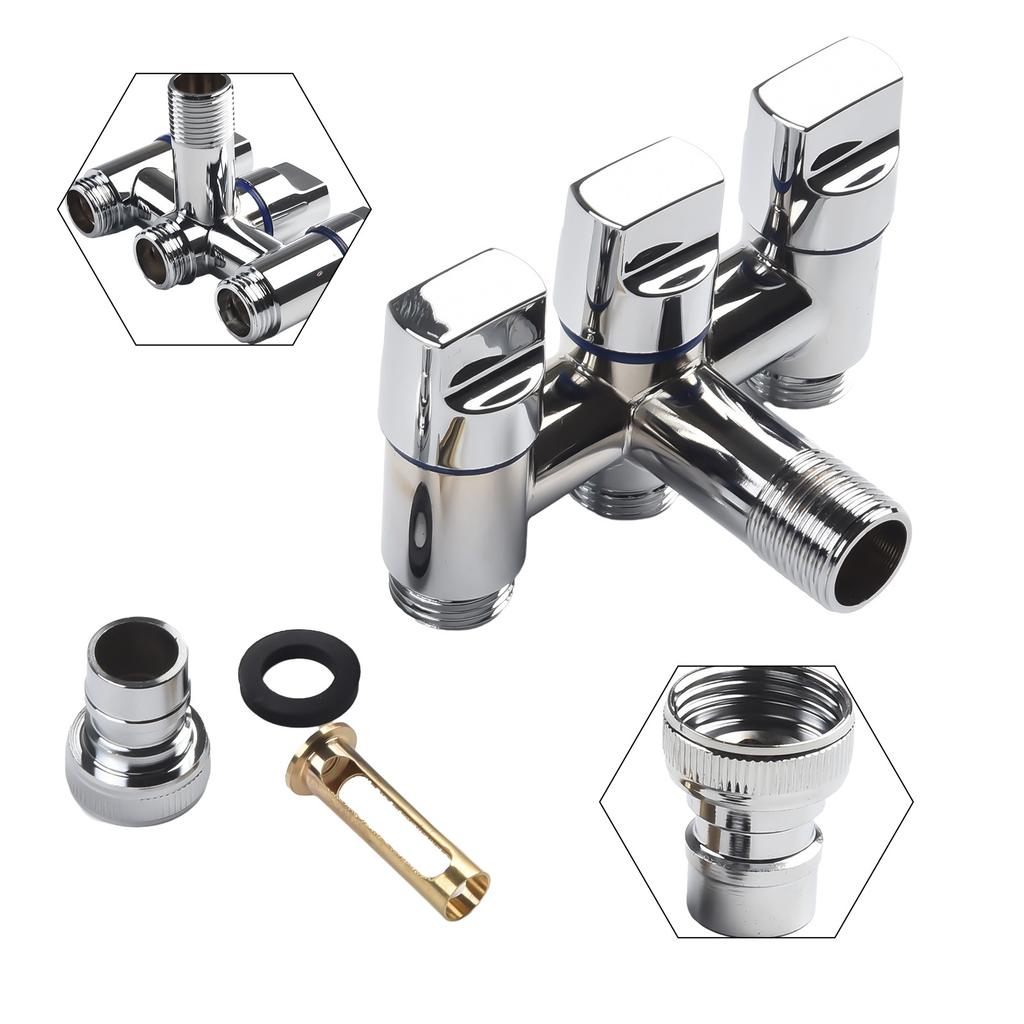 New Practical Balcony Bathroom Kitchen Faucet Tap Control Valve Valve Silver Stainless Steel 1-In-Three Black Gray
