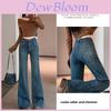Vintage Blue High Waist Flared Jeans With Embellished Rhinestones For Casual Wear