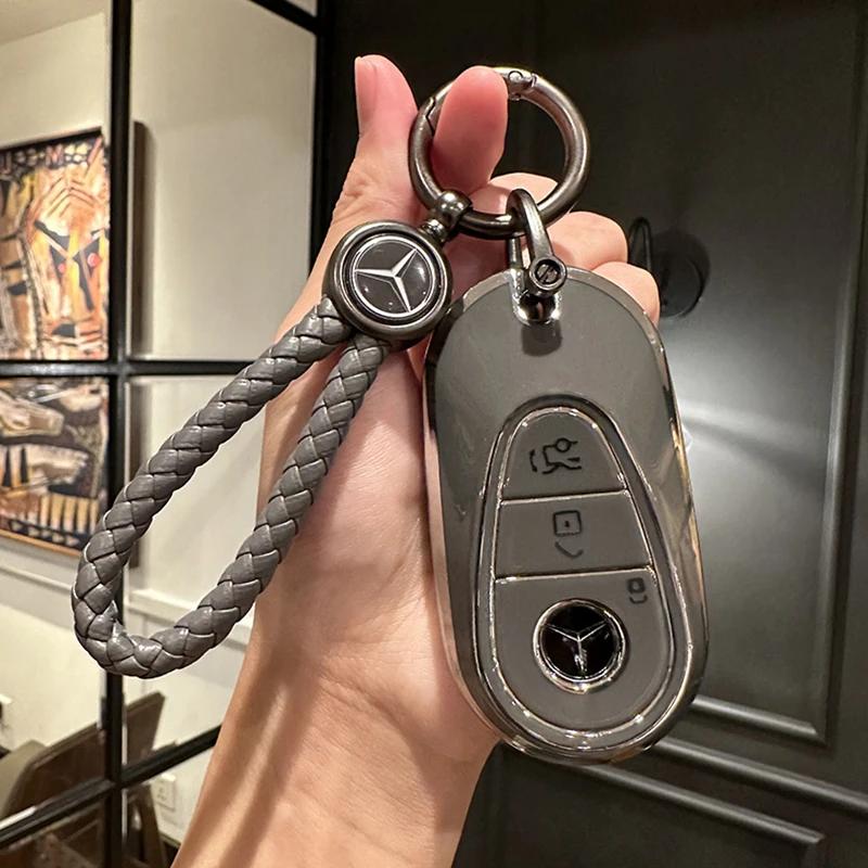 ULA5 Car Key Case Shell Fob For Mercedes Benz A C E S G Class GLC CLE CLA GLB GLS W177 W205 W213 W222 X167 AMG Keychain