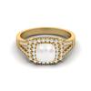 6MM Cushion Natural Pearl 925 Sterling Silver Gold Vermeil Solitaire with Accent Women Ring