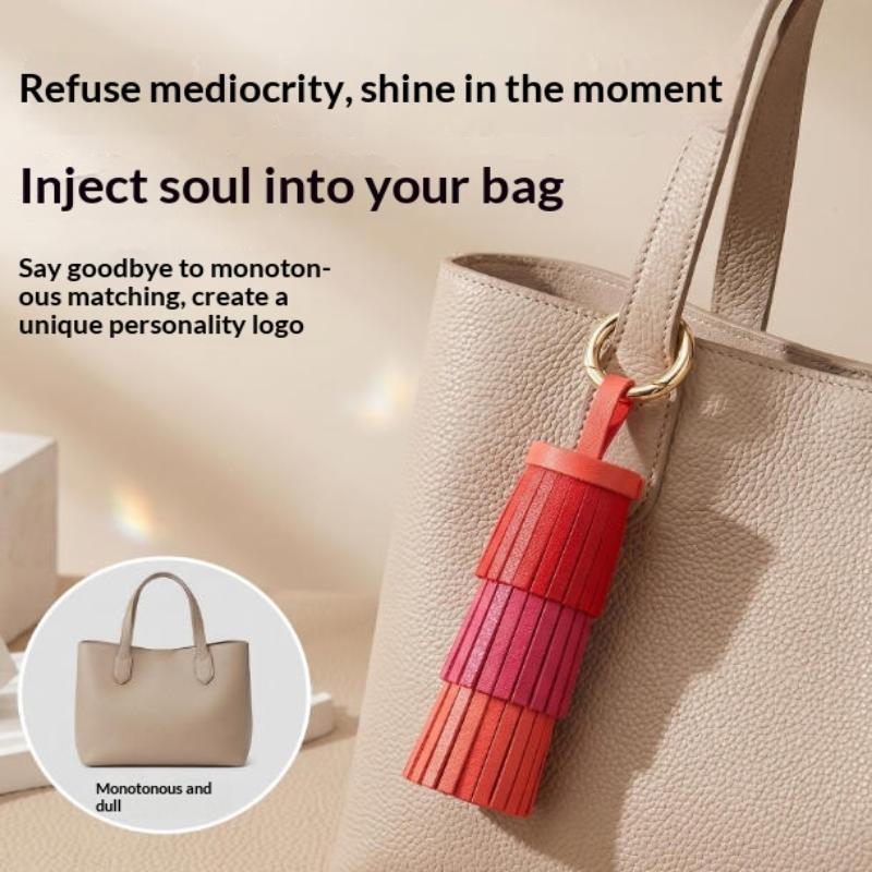 Handmade Bohemian Leather Tassel Keychain Colorful Decor Pendant for Beach Bag Key Summer Holiday Gift for Kids