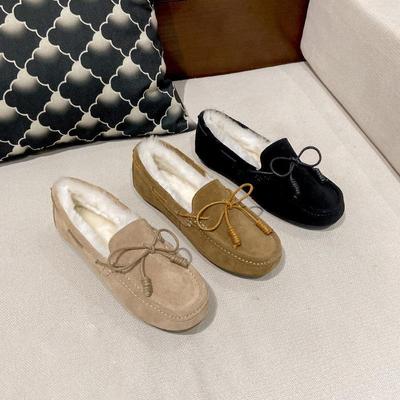 2023 Winter Essential: Sheepskin Bowknot Fur Moccasins – Women's Thick-Soled Velvet Loafers