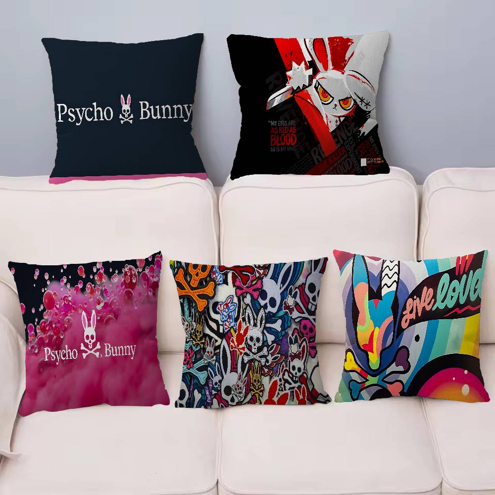 Luxury Fashion P-Psycho Bunny Pillowcase Toon Gift Cushion Cover Bedroom Home Sofa Chair Seat Decor Pillow Case