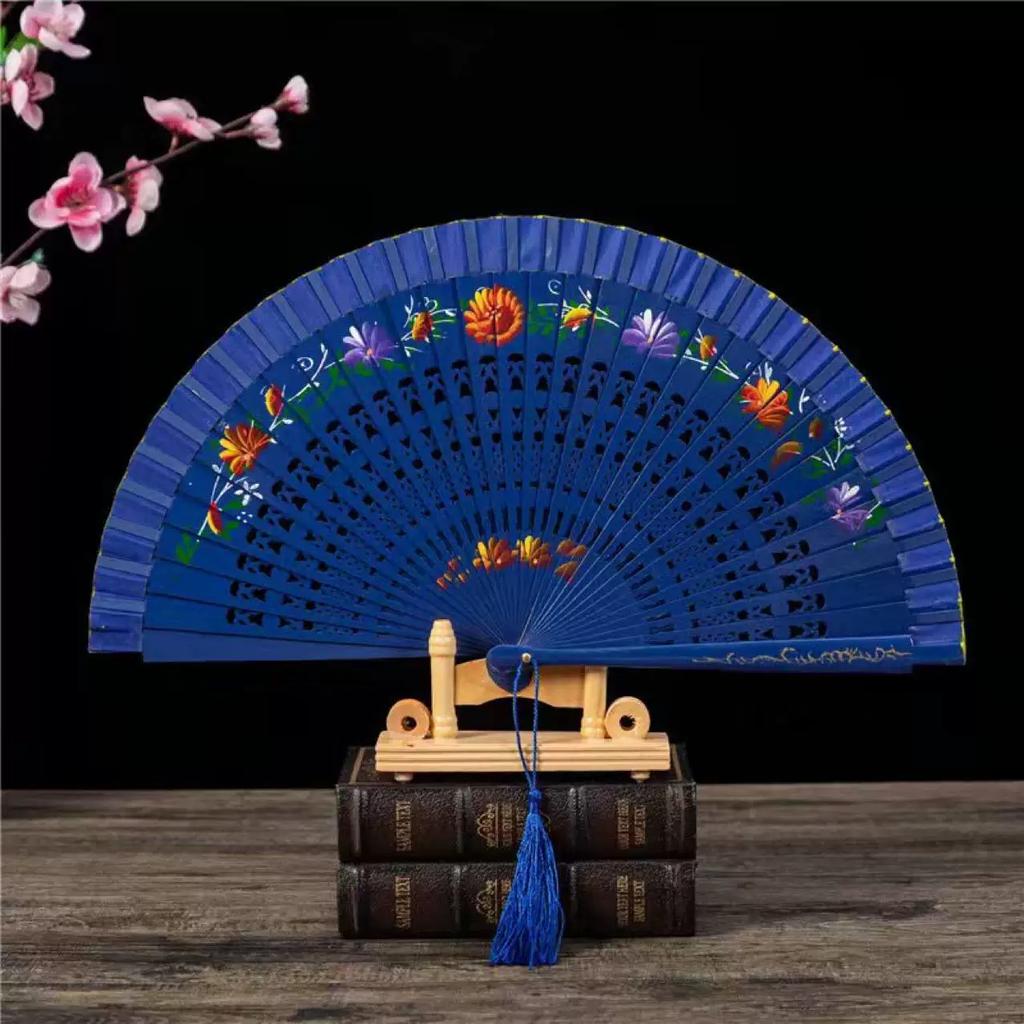 Double-Sided Easy-To-Open Folding Fan, Group Cheongsam Retro Fan, Catwalk Dance, Bright Red Model Dance Fan, Chinese Style