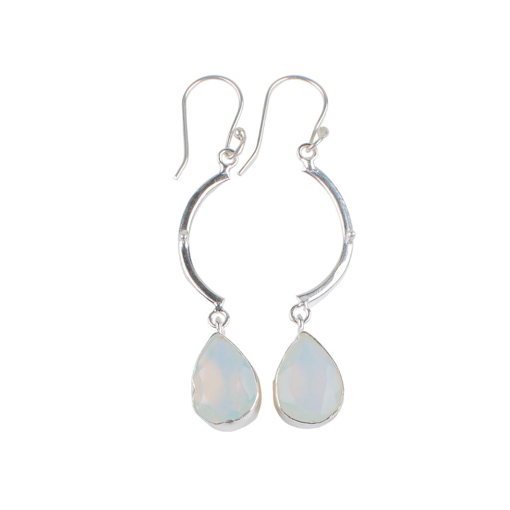 For Gift Milky Opal Gemstone 925 Sterling Silver Jewelry Handmade Earrings 2.60" EE-43-14