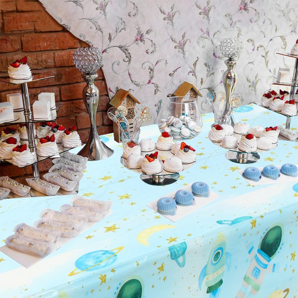 Space Astronaut Tablecloth Astronaut Table Covers Kids Birthday Party Decor Baby Shower Rocket Outer Space Planet Party Supplies