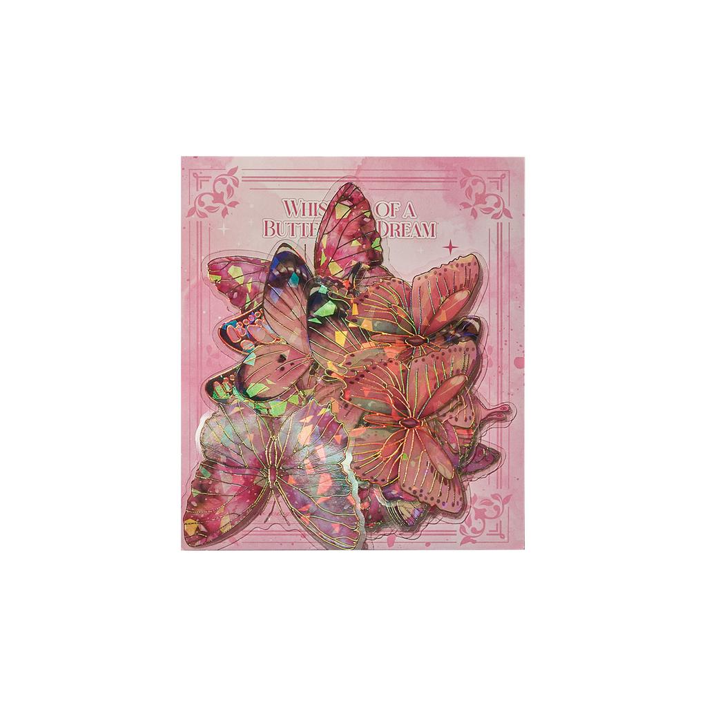 20 pcs Cold Foil Butterfly PET Stickers, Holographic Card Decor, 3D Journal Embellishments