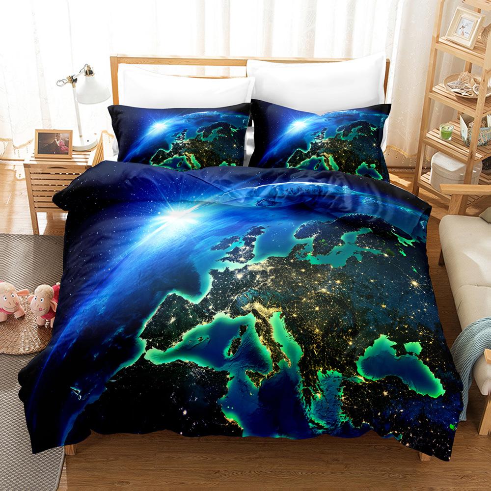 3D Digital, Planet, Space, Earth, Bedding Four-Piece Three-Piece Set Of Sheets