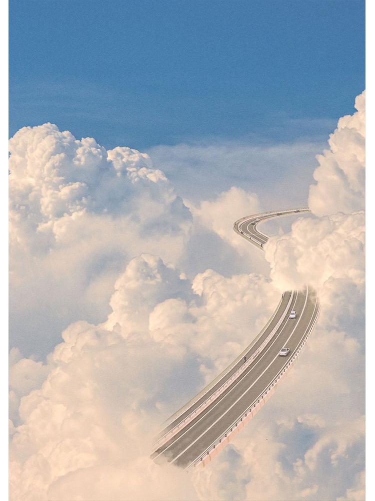 

Винтажные плакаты с изображением будущего, небо и облака, холст, картина, забавная настенная художественная картина для современной гостиной, украшение для дома 50x70cm No Frame