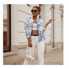 Long Sleeved Printed Short Jacket for Women's Clothing