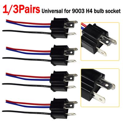 3/1 Paar 9003 H4 Lampenfassung Kabelbaum Scheinwerfer Stecker Adapter Stecker Kopf/Mutter Kopf ABS + Kupferdraht Pig Tail