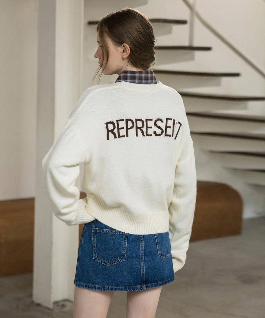 HYFVE Wool Blending Lettering Knit Sweatshirt