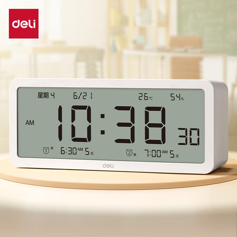 Deli Multi-functional LED Digital Alarm Clock with Temperature & Humidity