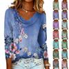 Ladies' Floral Printed Casual And Fashionable Long Sleeved Pullover Top