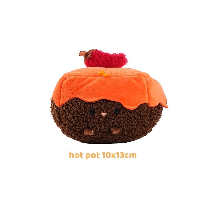 Cartoon Hotpot Food Plush Keychain Kawaii Bag Pendant Button Mushroom Crab Claw Hanging Ornament Food-Themed Toy Accessory Gift