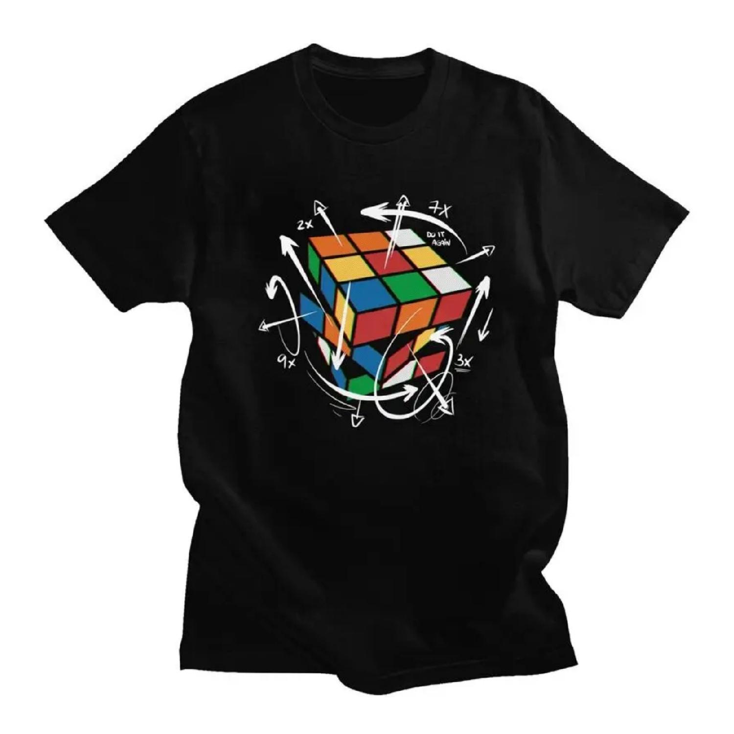 Мужская футболка с принтом Математическая формула Кубик Рубика Rubiks Cube, Повседневная футболка, Подарок гику, Магическая футболка, Одежда slim fit S чёрный