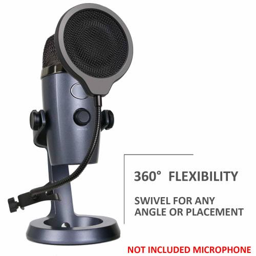 Yeti Nano Microphone Pop Filter - 4-Inch Triple-Layer Windscreen with Flexible 360 Gooseneck Clip for Blue Yeti Nano Microphone To Improve Sound Qual