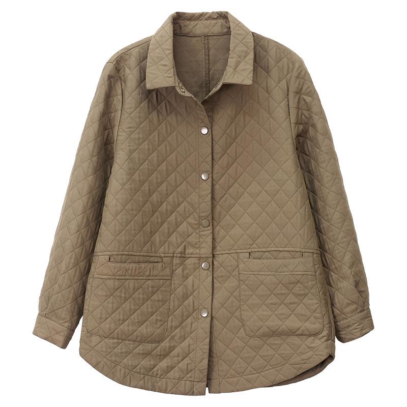 Women's Lightweight Quilted Plaid Jacket - Autumn/Winter 2024 Casual Style