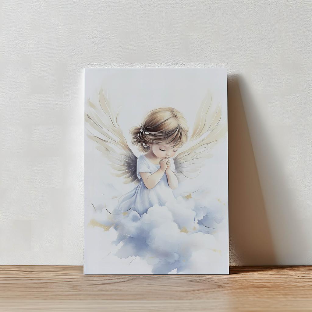 Plakat Anielskie Modlitwy Dziewczynki Plakat Anielskie Modlitwy Dziewczynki, 50X70 Cm, Rama Drewniana Ciemny Brąz, Papier Matowy 230 Gsm