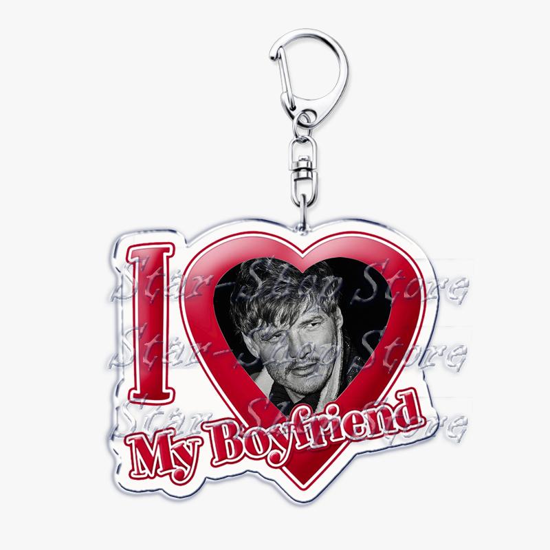 Hot Pedro Pascal I Love My Boyfriend Heart Keychain for Women Accessories Key Chain Ring Keychains Jewelry Fans Gifts