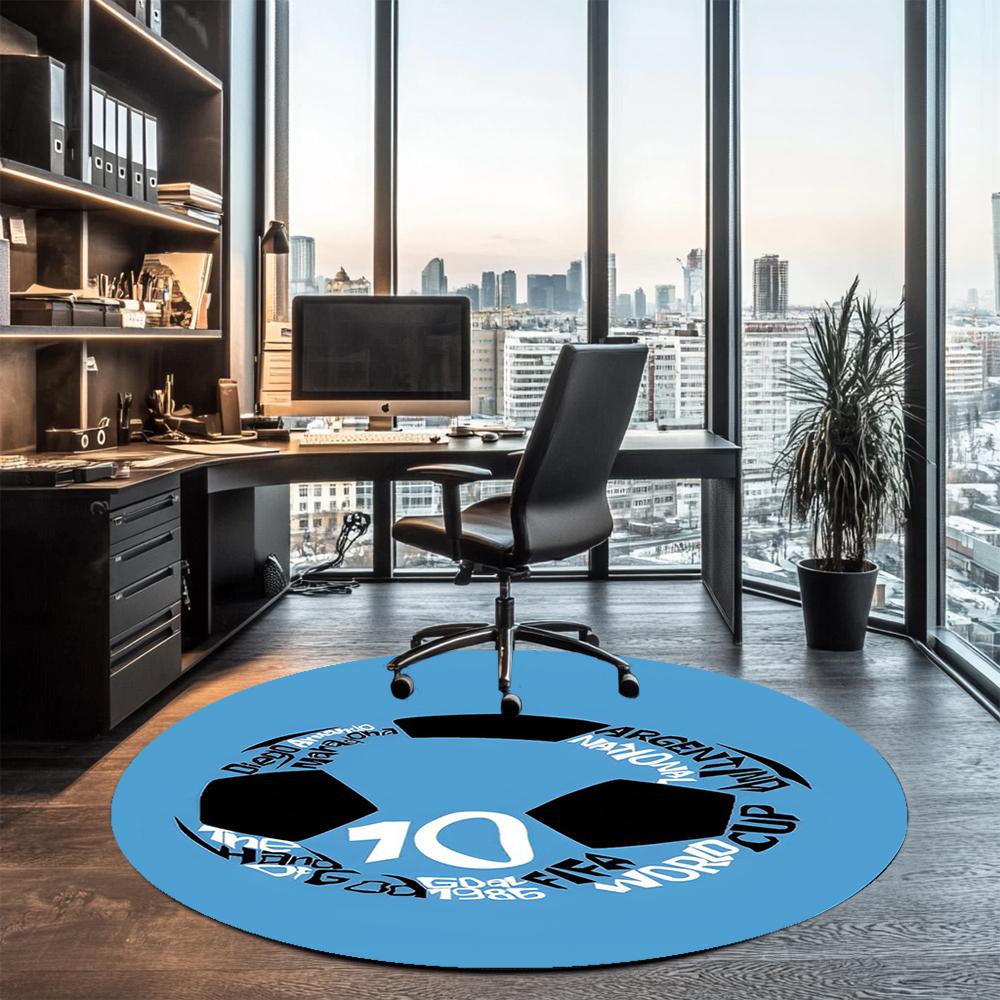 Fußball bedruckter runder Teppich Teppich Stuhlteppich Läufer Eingang Fußmatten, für Bürostuhl Wohnzimmer Schlafzimmer Küche.
