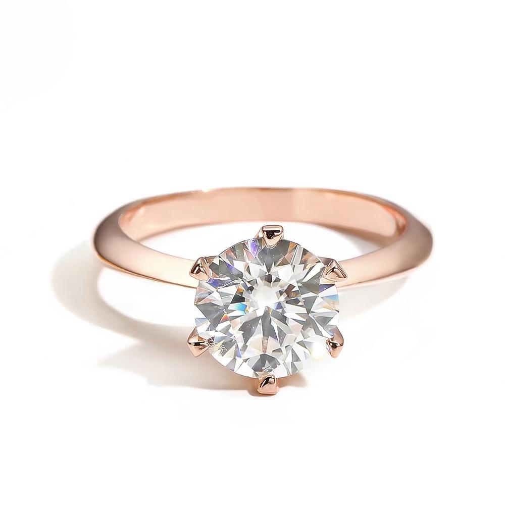 

KNOBSPIN D VVS Moissanite Rings for Women 6 Prong Classic Trendy Solitaire Engagement Wedding Band GRA Certified 925 Sliver Ring 4&5mm 0.5ct