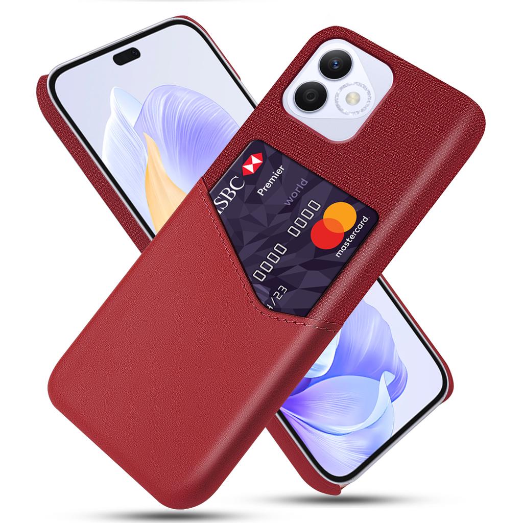 For Honor X60i 5G Case Cloth Texture PU Leather Hard PC Card Slot Phone Cover