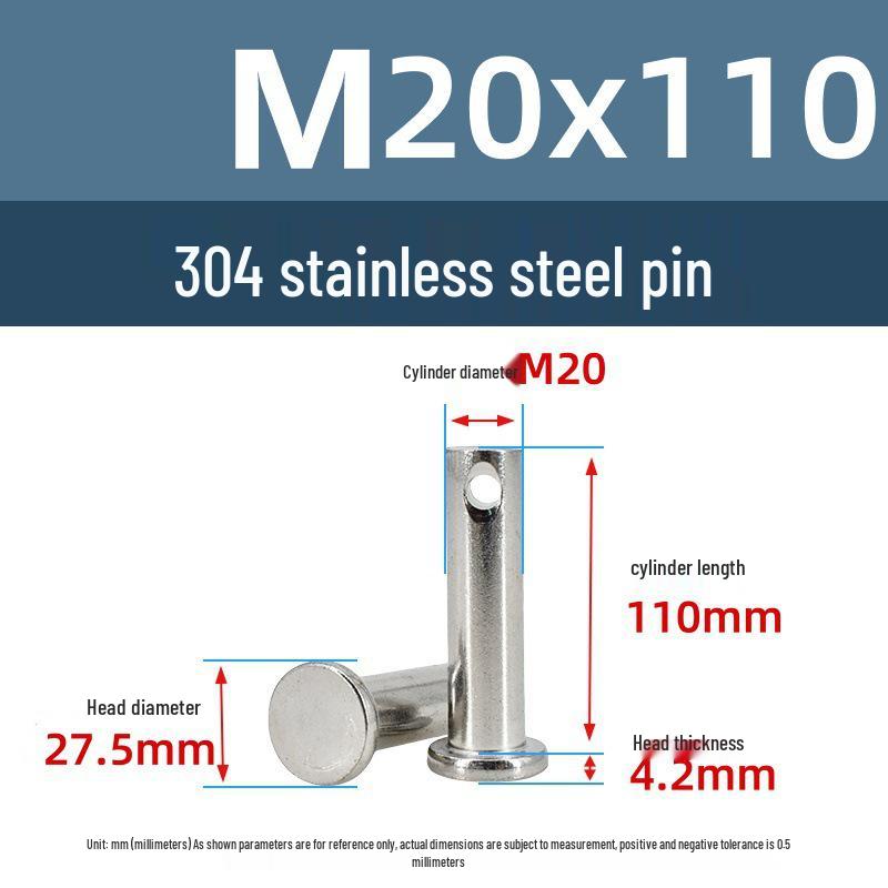 304 Stainless Steel Cylindrical Flat Head Positioning Pin with Hole (M3-M10)