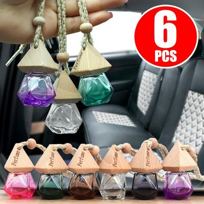 Araba Parfümü Kolye Şeffaf Cam Üçgen Kapak Elmas Şeklinde Parfüm Şişeleri Esansiyel Yağ Difüzörü 8ml Boş Parfüm Şişesi